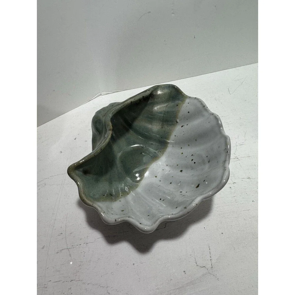 Signed Nedza Mid-Century Art Pottery Stoneware Shell Dish